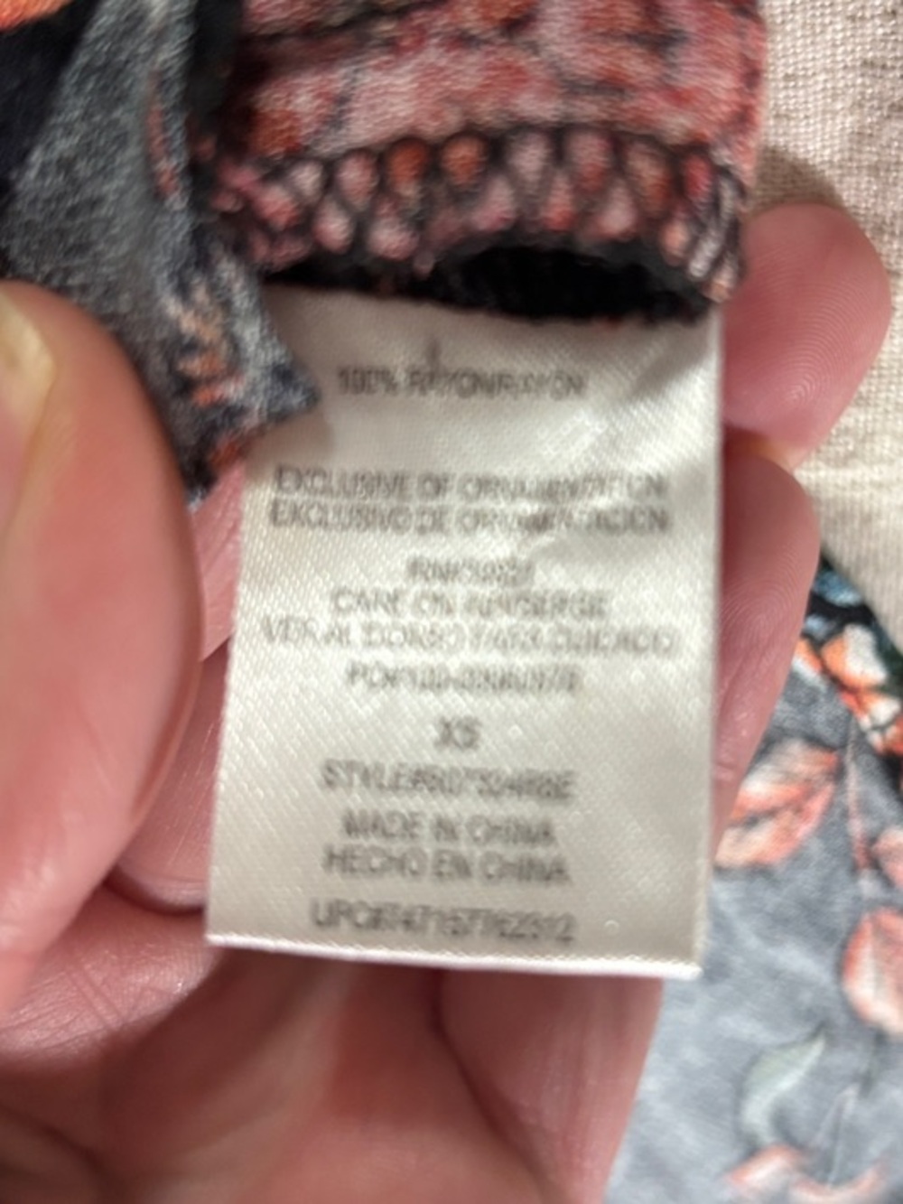 Democracy Floral Wrap Blouse Navy Blue High Low Faux Wrap Lace Trim Boho XS - Picture 3 of 8
